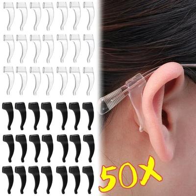 50 PZ Ganci Auricolari Antiscivolo in Silicone Elastici Impugnature per Occhiali Tappo per Orecchie Staffa Fermacampagna Terminali per Aste Porta Occhiali