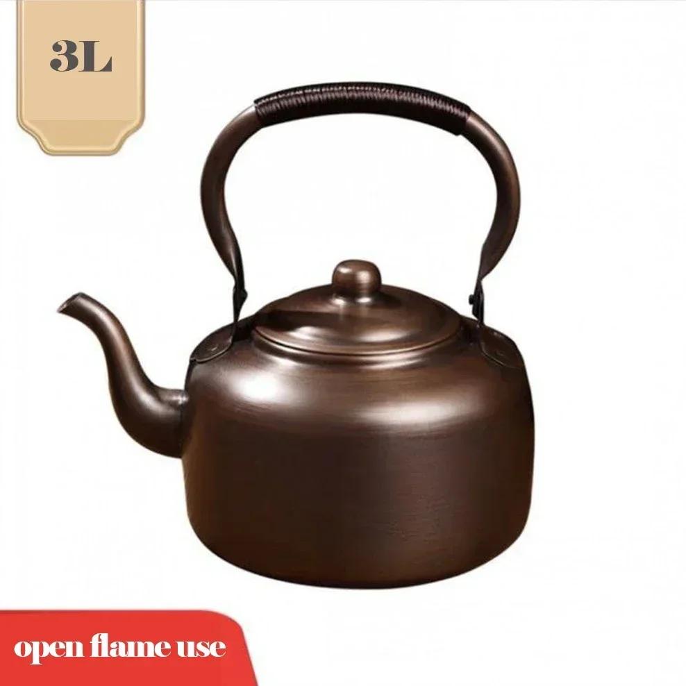 3L Pure Red Copper Boiling Kettle Handmade Vintage Copper Pot Home Teapot For Gas/Induction Cooker Tea Infuser Health Tea Kettle 2-3L