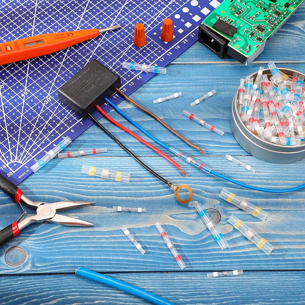 100pcs Solder Seal Wire Connectors Heat Shrink Solder Seal Butt Connectors Electrical Terminals Insulated Waterproof Copper Wire