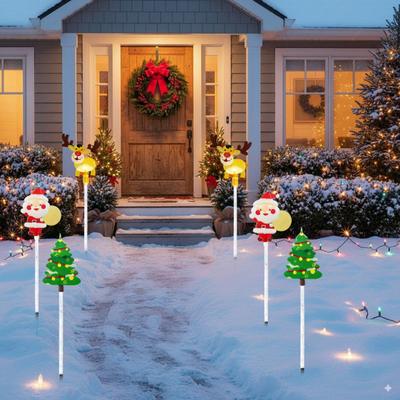 Yousheng Christmas Tree Lights Solar Stake Lamp Animated LED Lawn Decor Soft Warm Lighting for Garden Path Holiday Display Lights