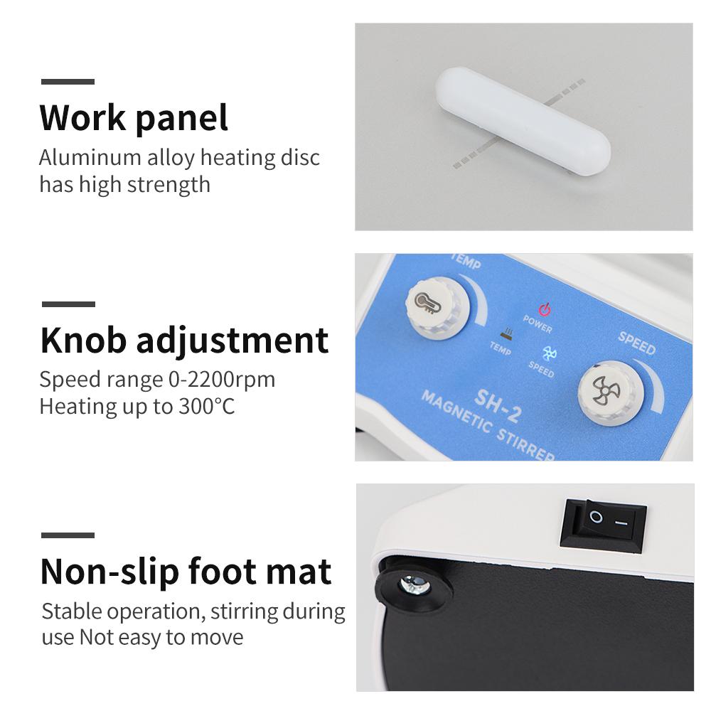 SH-2 Agitateur Magnétique de Laboratoire Agitateur Magnétique à Plaque Chauffante de Laboratoire Réglable Agitateur Thermostatique à Affichage Numérique
