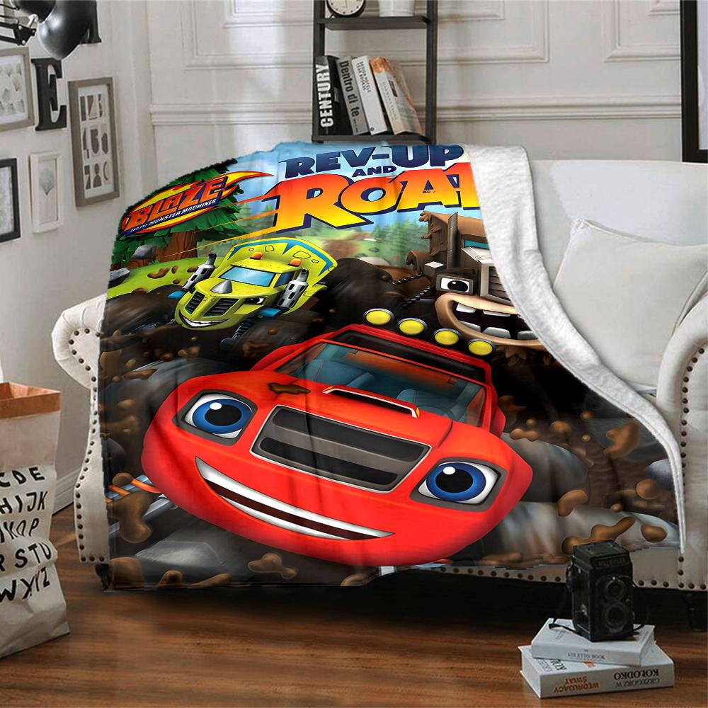 1pc Blaze and the Monster Machines (3) Blanket, Gift, for Men and Women, Soft Blanket, Good for Sofa Bed Couch Travel, Lightweight Flannel Blanket