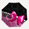 1pc Pink Bow, Lace, Pearls Umbrella with Plastic Handle,Compact & Stylish,Suitable for All Seasons YS331031