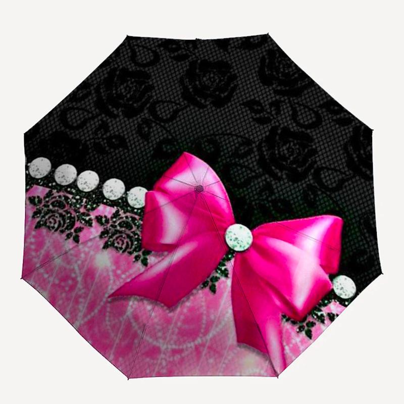 

1pc Pink Bow, Lace, Pearls Umbrella with Plastic Handle,Compact & Stylish,Suitable for All Seasons YS331031