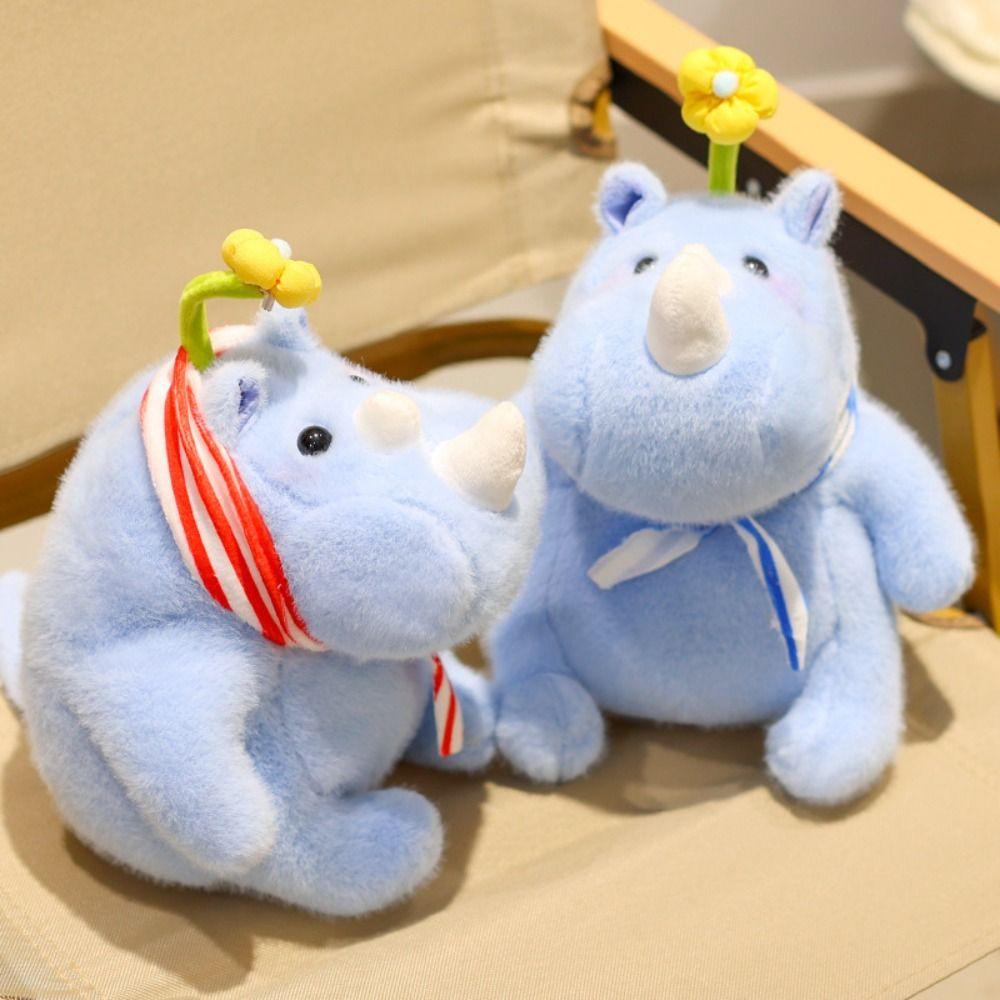 Fluffy Rhinoceros Plush Toy Interactive Stuffed Rhinoceros Doll  Party Supplies