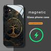God Tree Pattern Magnetic Glass Phone Case Suitable for Samsung for Galaxy S26 S25 S24 S22 S21 S20 FE Ultra Plus 5G Anti Drop