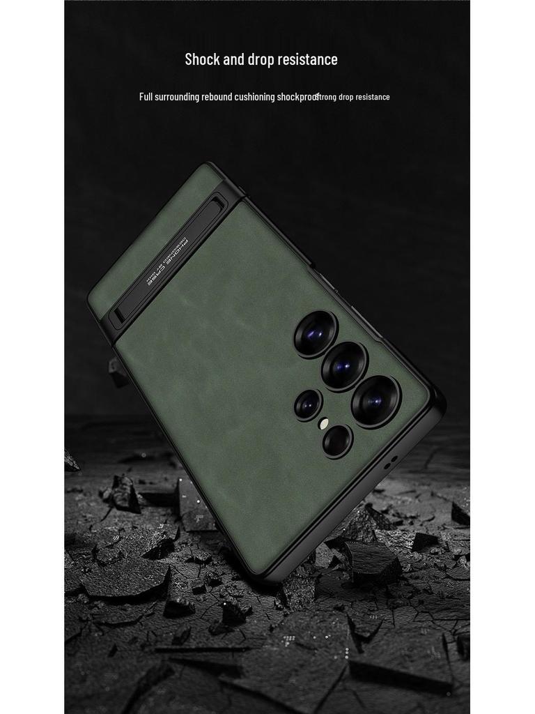 Samsung S25 Ultra Leather Case: Slim, Anti-Fall, Cross-Border Stand Protective Cover