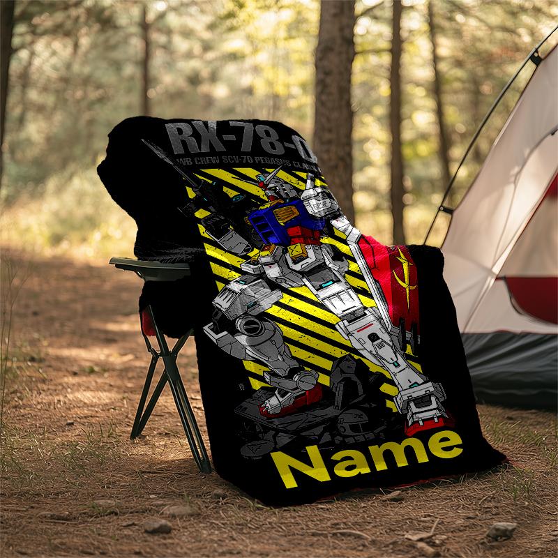 Personalized Custom Name Blanket - Gundam Print Design,Blanket for Sofa,Bed,Travel,Camping - Soft and Warm, Great Gift