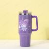 Rhinestone 40oz Stainless Steel Insulated Car Cup with Handle