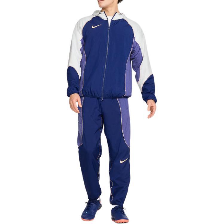 Nike Color Block Drawstring Loose Knit Sports Pants Men bottoms Blue HJ3805-492