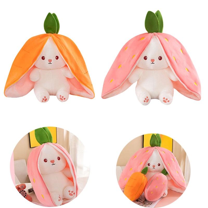Creative Children's Bunny Doll-transforming Plush Toy With Carrot And Strawberry Options