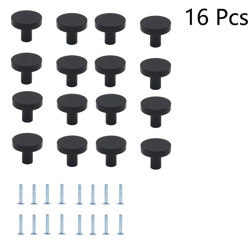 5/8/16/30/50 Stück Schrankknöpfe, massive Kommodenknöpfe, Schubladenknöpfe, Küchenschrankknöpfe, mattschwarze runde Einlochknöpfe für Schränke und Schubladen