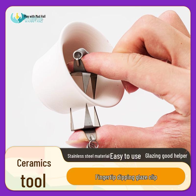 

Stainless Steel Ceramic Glaze Dipping Clips - Fingertip Applicator for Swirling and Coloring