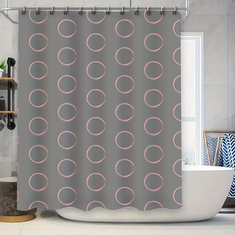 

Modern Design Bath Shower Curtain Polyester Waterproof Home Decor Privacy Protection For Bathroom Coral Circle Pattern 90x180cm
