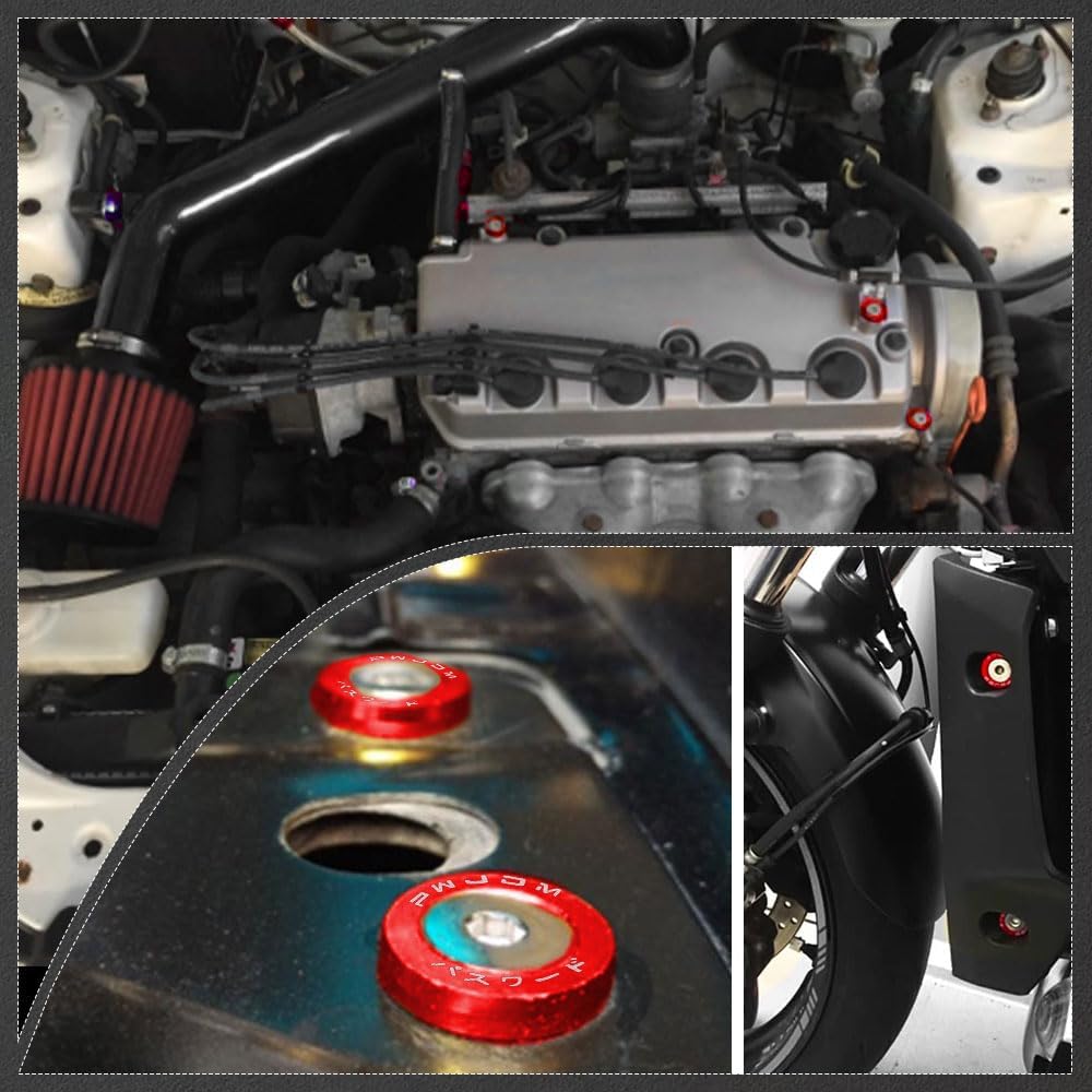 20PCS Fender Bumper Washer Bolt, Aluminum Fender Washer Engine Bay Dress Up Kit, Fasteners M6 JDM Fender Washer Kit Fits Bumper Washer Bolt,