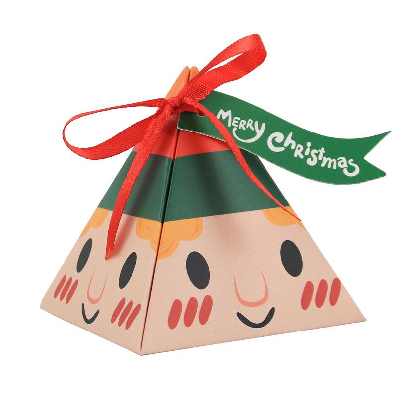 50pcs Christmas Candy Gift Box with Tag Ribbons Cookie Snack Chocolate Packaging Box Bags 2024 Xmas New Year Party Navidad Noel