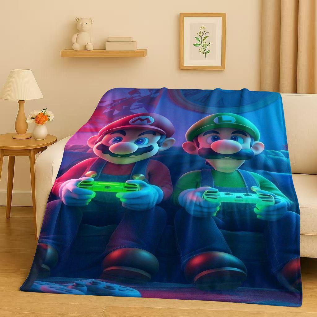 

3D Sanrio Mario Game Cartoon Christmas Gift Flannel Blanket,Ultra Soft Warm Plush Throw for Home Bedroom Bed Sofa Cover Travel 75x90cm