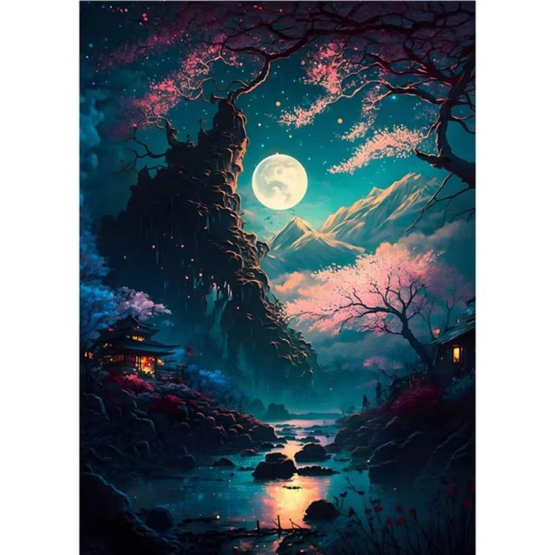 Abstract Art Japanese Fuji Mountain Poster Canvas Cyberpunk Landscape Corridor Wall Decor Picture Living Room Mural