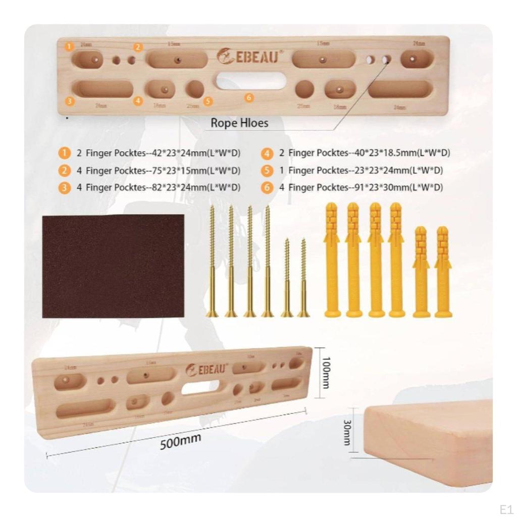 Portable Climbing Training Board Sturdy Wood Wooden Finger Hangboard MultiFunctional Pullup