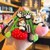 Fruit Panda Keychain Banana Strawberry Peach Watermelon Cute Cartoon Couple Doll Machine Student Gift Y2k Fashion Toys Anime