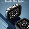 2 Pack Protective Cover Compatible with Apple Watch Series 45mm with Tempered Glass,Waterproof Hard PC Straight Edge High Sensitivity,Silver