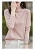 Women's Korean-Style Wool Knit Sweater - Autumn Collection, Half-High Neck, Carved Design