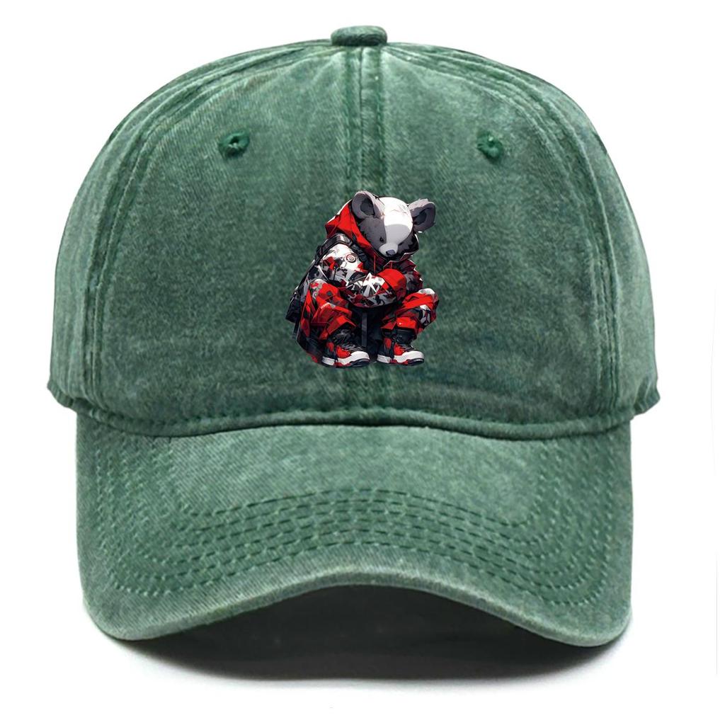 Punk Bear Print Adjustable Sun Hat, Animal Woman's Cap Cozy All-season Trendy Sporting Snapback Baseball Cap