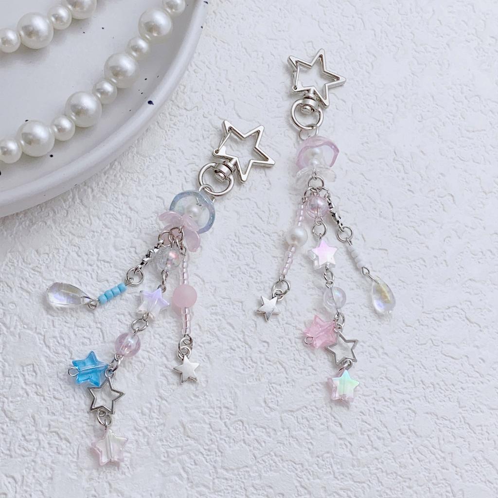 Multipurpose Star Blossom Beaded Phone Charm Strap Trendy Multiuse Keychain for Trendy Women Stylish Outfits Daily Use