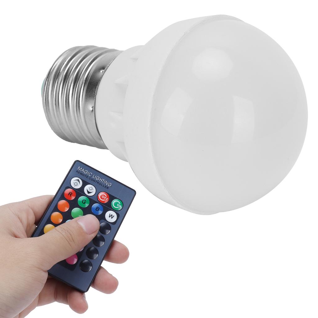 RGB+W Light Bulb 3W E27 Remote Control Color Changing Lamp Home Decoration 85265V
