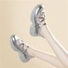 Silver Mary Jane Single Shoes Women's Height-Boosting Platform Fashion Sandals Ballet Style Soft Sole Athleisure Bow Women's Shoes