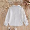 5-12 Years Girls White Lace Blouse Long Sleeve Peter Pan Collar Black Bow Soft Cotton Kids Daily School Shirts