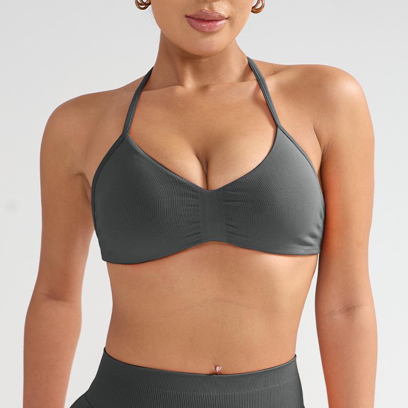Dfyne Stoßfester Neckholder-Sport-BH mit Brustpolster - High-Intensity-Yoga-Camisole für Damen