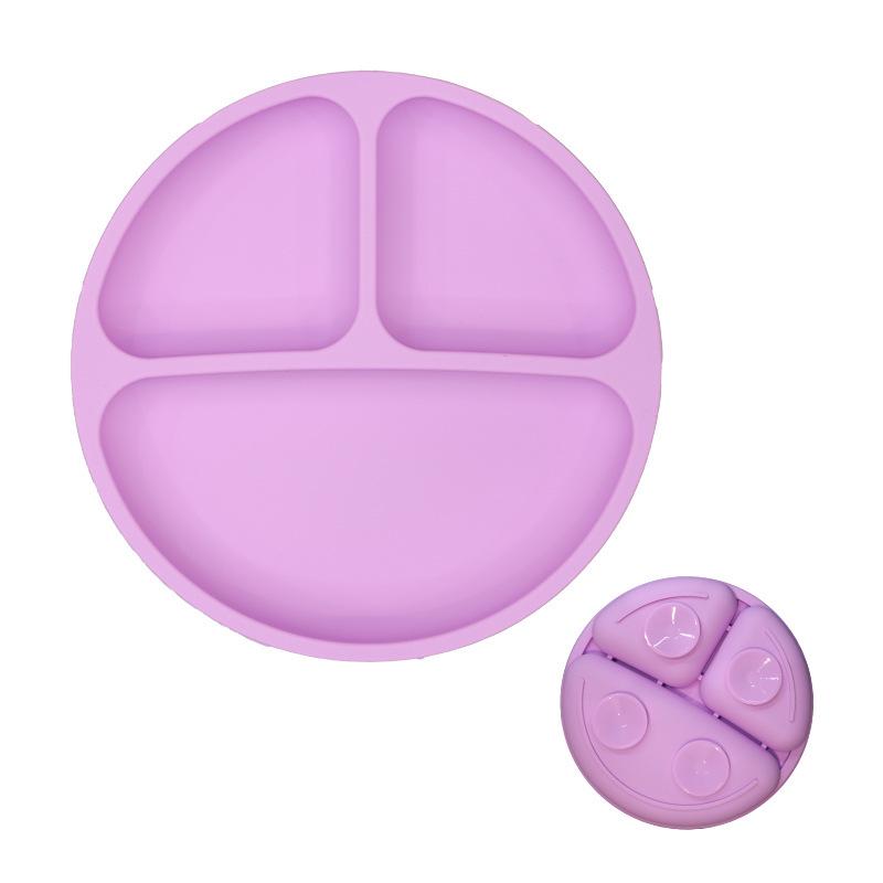 Smiley Face Baby Dining Plate: Silicone Suction Bowl with Lid & Divided Compartments