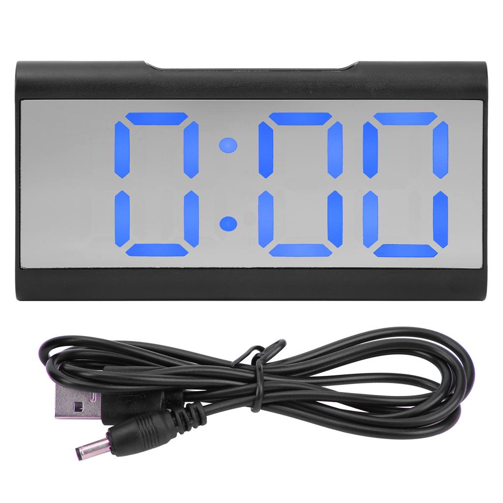 Alarm Clock LED Digital Display Mirror USB Charging Desktop Clock for Bedroom Home Office School
