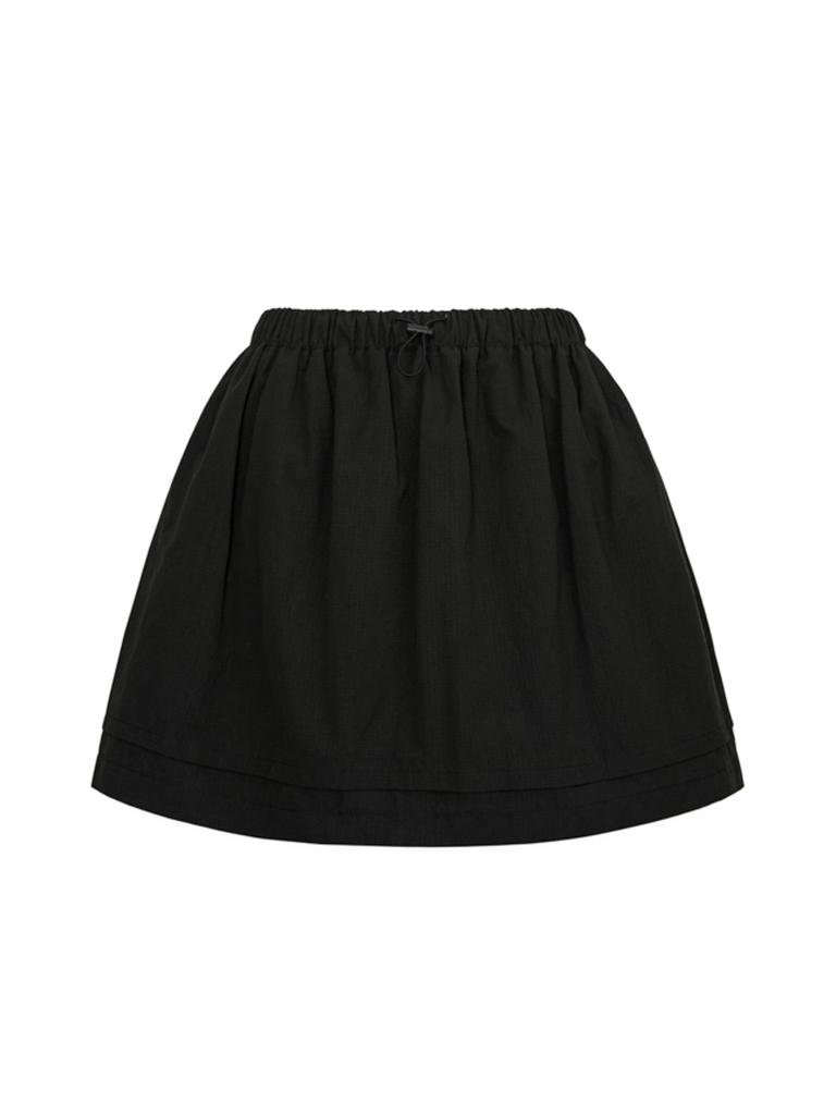 Inner Museum Pintuck Shirred Mini Skirt (Black)