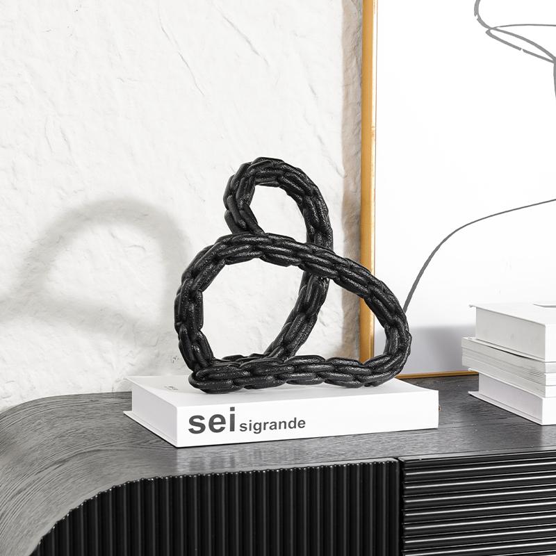 Resin Handicrafts Golden Knot Chain Ring Ornament Geometric Winding Decorative Figurines Home Decoration Accessories