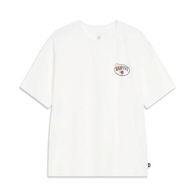 Anti-Five Series Letter Print Loose Round Neck Short Sleeve T-Shirt Men Tops Off-White AHST507-1