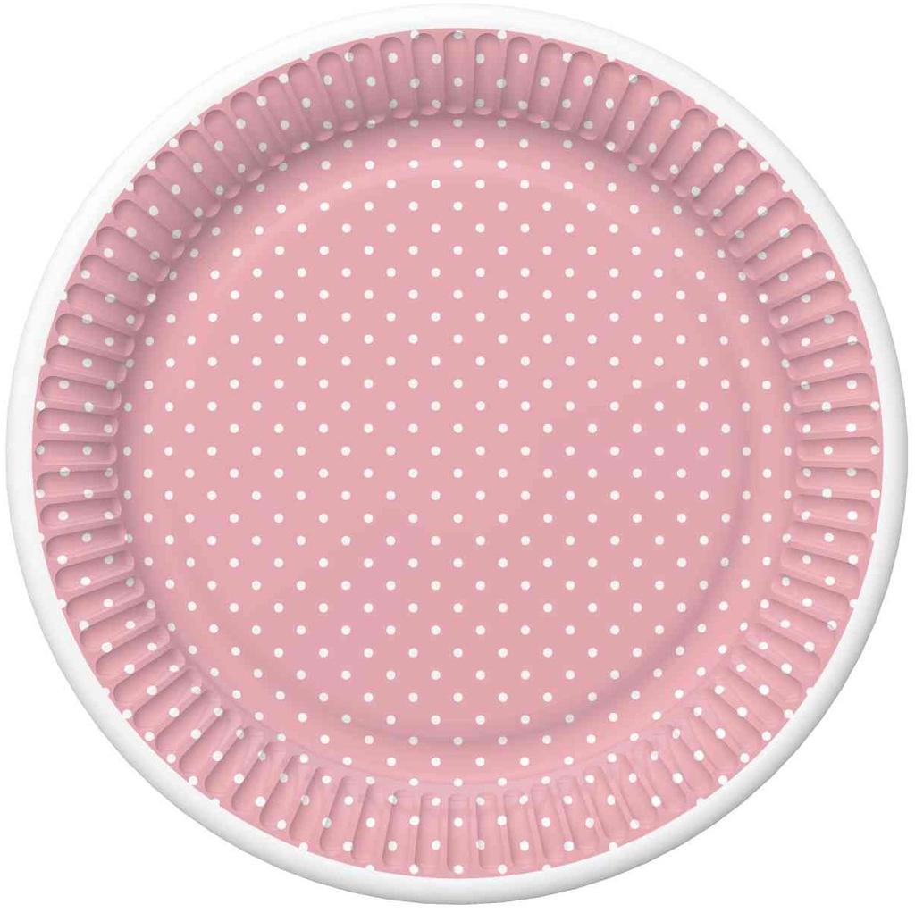 Talerzyki Różowe W Białe Kropki 18Cm 8Szt.
