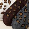 Women's Retro Leopard Print Mid-Calf Socks - Autumn/Winter Melange Cotton Slouch Style, Korean Trendy Long Socks, In Stock.