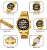 Model 2284 Business Steel Watch Waterproof Belt Double Display Quartz Watch Silver