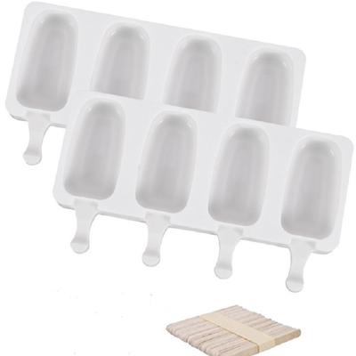 4/8 Hole Silicone Ice Cream Forms Popsicle Molds DIY Homemade Dessert Freezer Fruit Juice Ice Pop Cube Maker Mould with Sticks