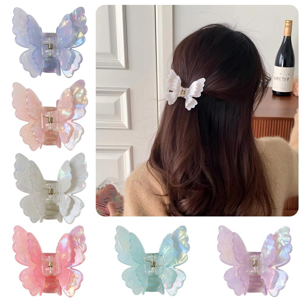 Small Size Butterfly Hair Clip Acetate Shark Clip Fashion Claw Clip Women & Girls