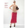 Damen Midi-Rock mit Print, Elastischer High-Waist Fließender A-Linien-Rock