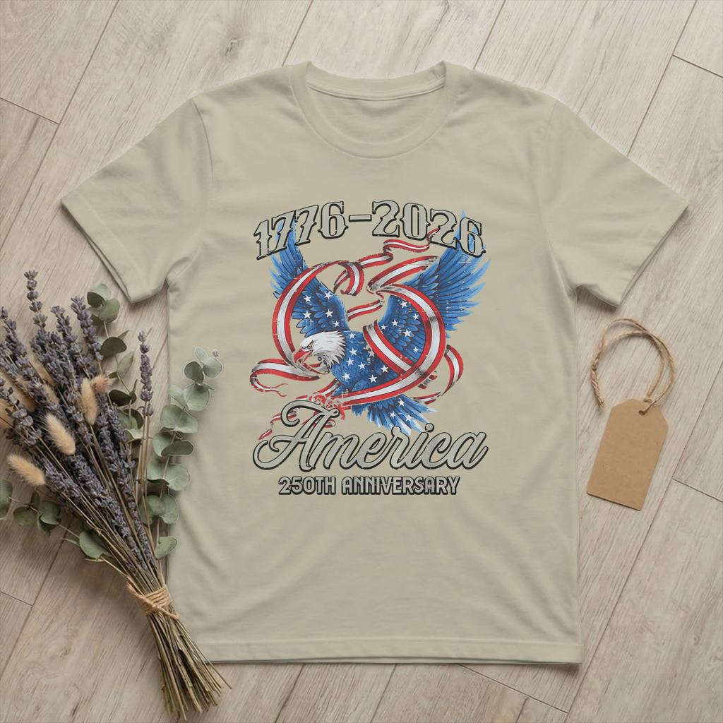 Unisex America 250 Anniversary 1776 2026 T Shirt USA 100 Cotton merch Cool Short Sleeve Crewneck Tee Shirt Classic TShirts
