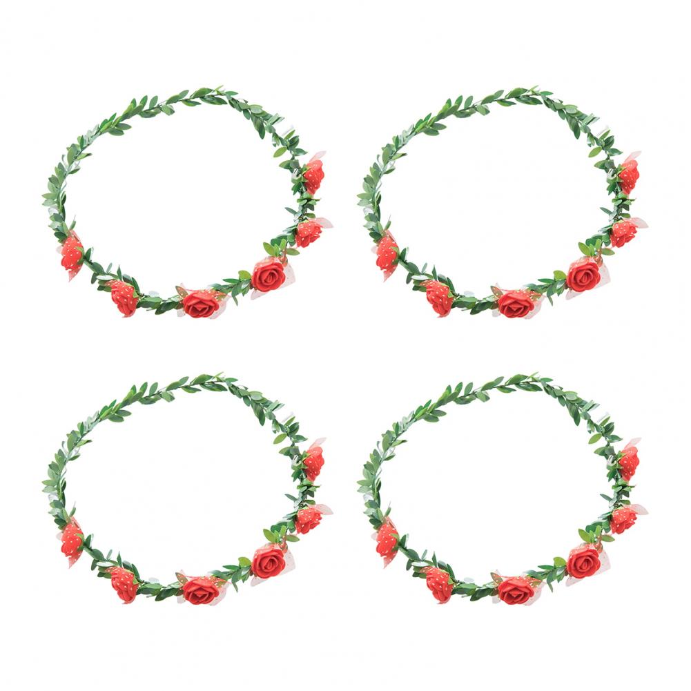 4Pcs Rose Flower Crown Bride Floral Hair Wreath Headband Garland Women Girls Hair Accessories Wedding Party Headwear