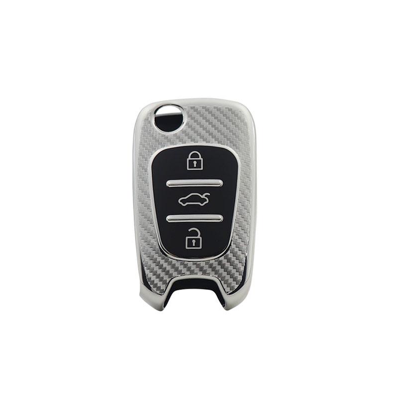

TPU Carbon Fiber Car Remote Key Cover Case Shell Key Fob for Rio 3 Soul Ceed Optima K2 K5 Cerato Sportage Elantra Accent i20 i30 ix35 Protector Holder silver