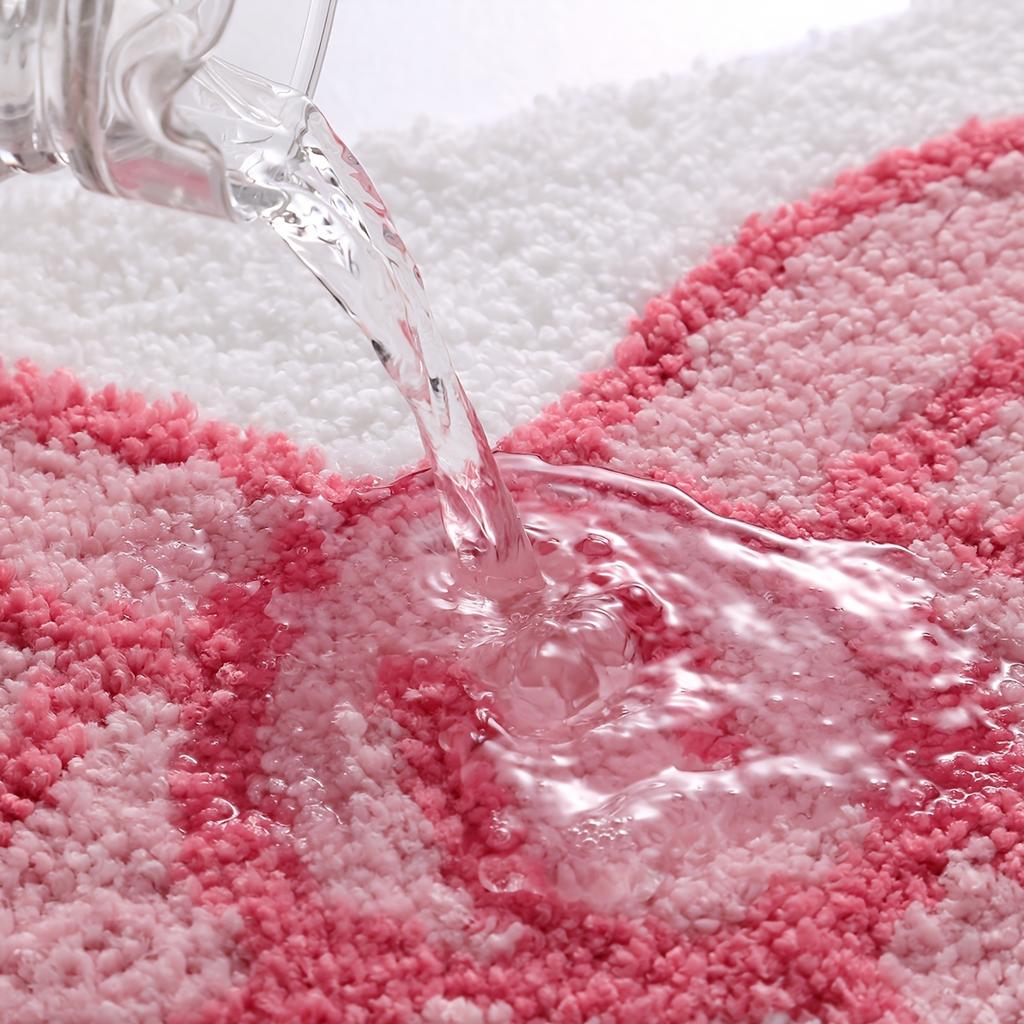 1pc Fluffy Bath Rug, Extra Soft Absorbent Bathroom Mat with Pink Bow Design, Non-Slip Comfortable Tufted Polyester TPR
