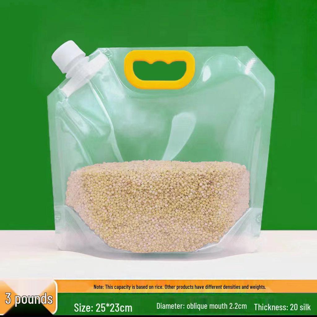 Transparenter, feuchtigkeitsbeständiger Getreideaufbewahrungsbeutel mit selbsttragender Düse