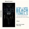 Fierce Wolf Art Beach Towel, Retro Fantasy Theme Quick-Dry Sand-Free Microfiber Bath Towel for Home, Bathroom and Outdoor Travel