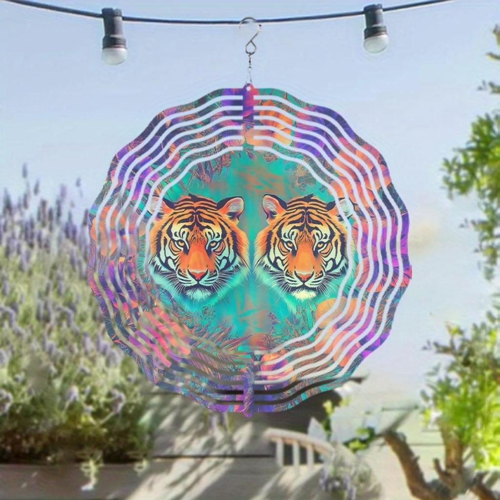 Outdoor Windspiel 2D Flach Offenes Chrysanthemenmuster Hängende Dekoration für Frühling Sommer Balkon Hof Künstlerisches Dynamisches Design